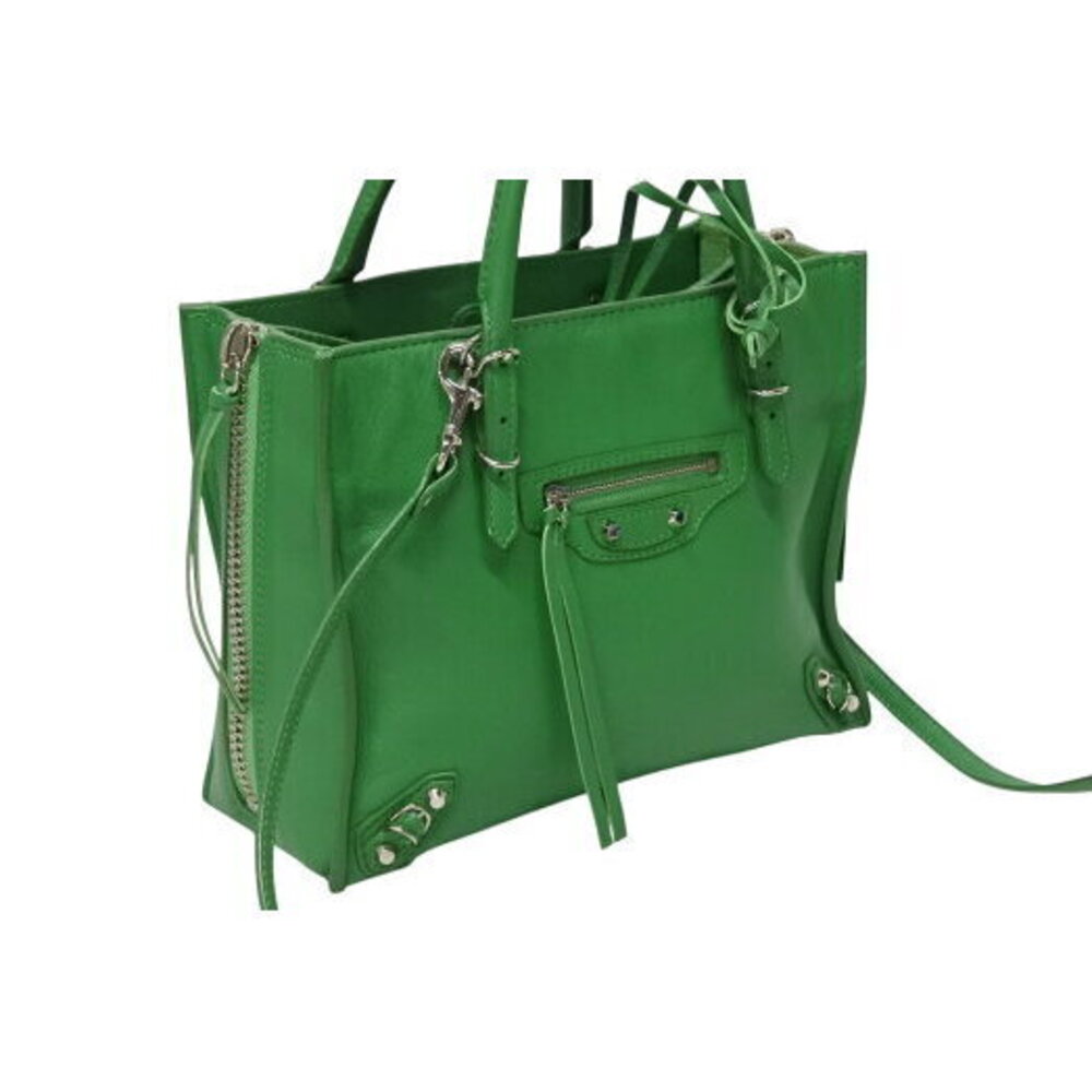 BALENCIAGA Paper Handbag Green Leather - Picture 4 of 8